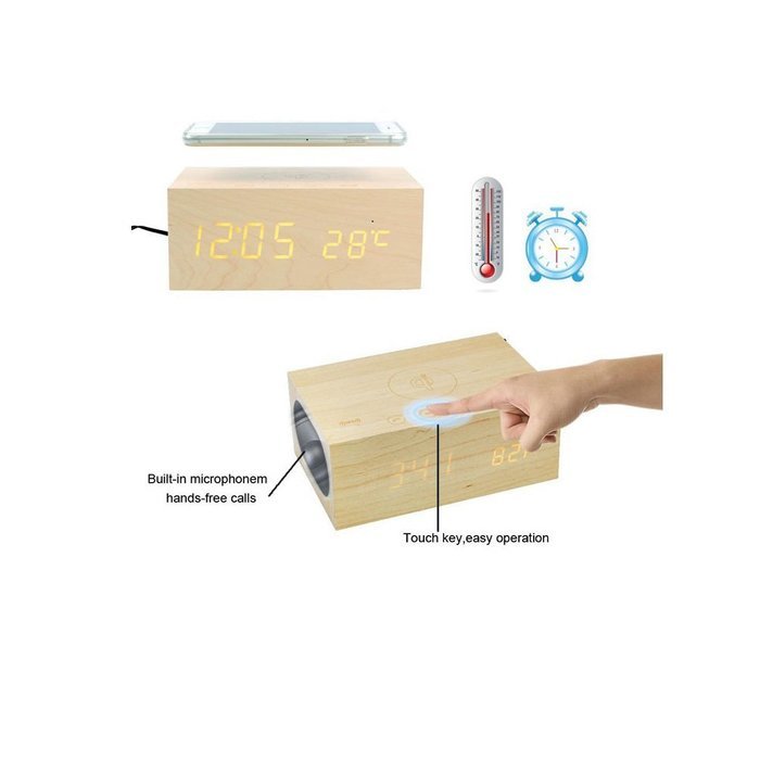 NFC Bluetooth Speaker with Qi Wireless Charging pad and Thermometer, Alarm Function,Qi Wireless Charger for Samsung... N7
