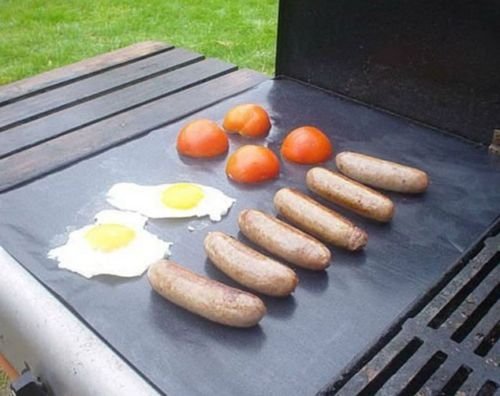 Baking Sheet Roasting Dishes BBQ Hotplate Liner Oven Roasting Mat Trays Sheet Bakeware Set Teflon Black 40 X 100cm... N3