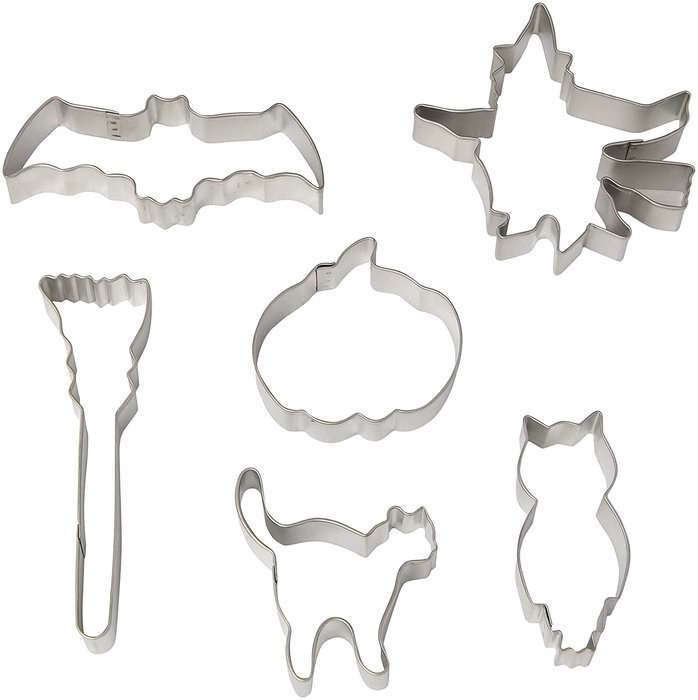 R & M International Gift Boxed Set of Halloween Cookie Cutters with Vintage Graphics and Shapes - Set includes...