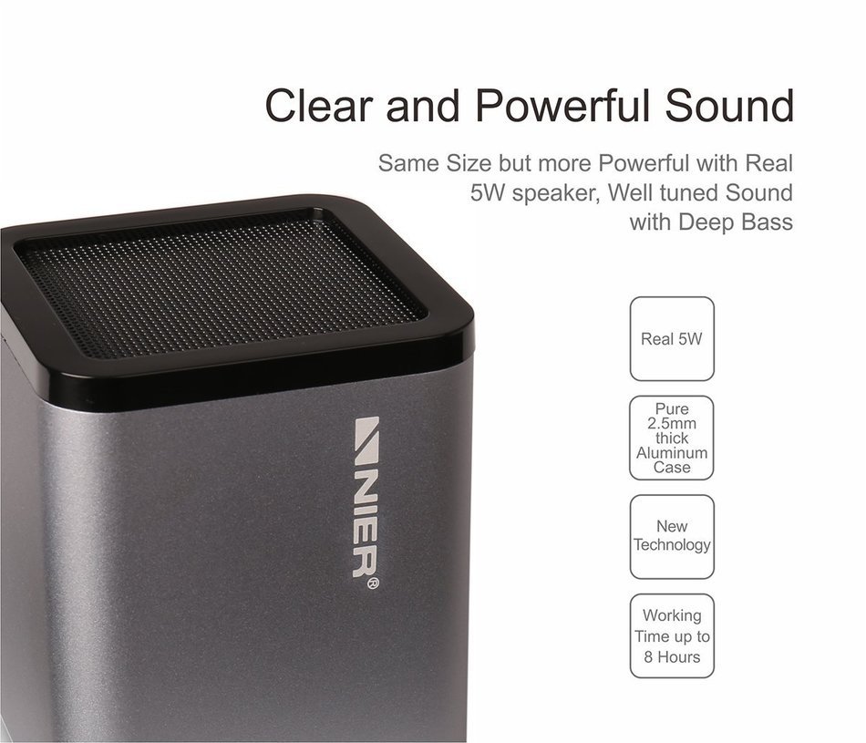 NIER MBOX Portable Mini Bluetooth speaker with Aluminum Housing，5W Powerful Sound, 1000mAh Rechargeable Battery... N3