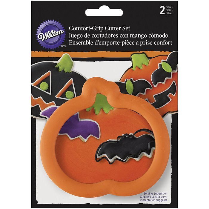 Wilton 2-Piece Pumpkin & Bat Halloween Cookie Cutter Set