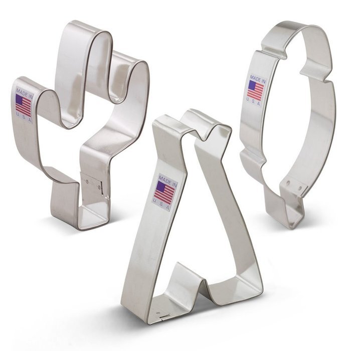 American Southwest Cookie Cutter Set - 3 Piece - Cactus, Teepee, and Feather &ndash; Ann Clark &ndash; US Tin Plated Steel