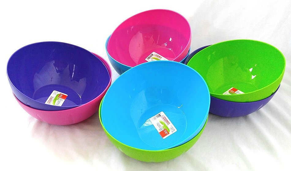 Set of 8 Click Home Design Large Serving and Mixing Bowls (4 different colors) N2