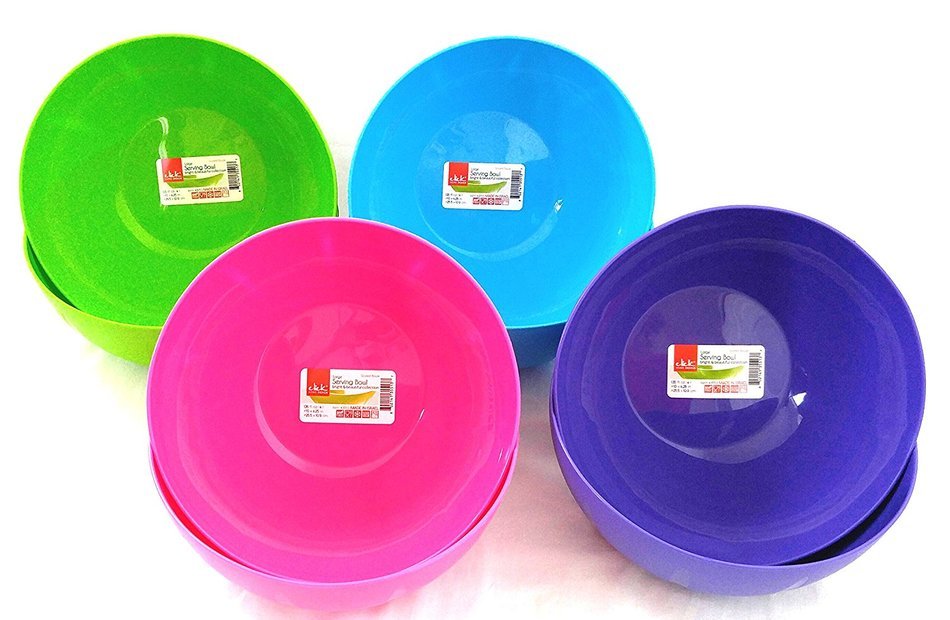 Set of 8 Click Home Design Large Serving and Mixing Bowls (4 different colors) N4