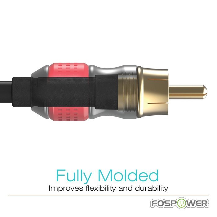 FosPower [10ft] 3.5mm Male to 2-Male RCA [Left / Right] Stereo Audio Cable - Step Down Design Adapter Cable for... N11