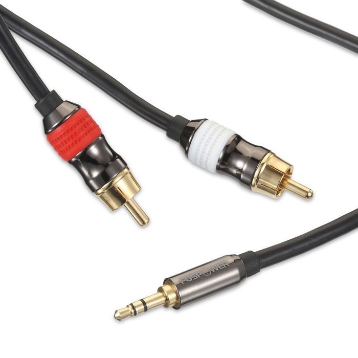 FosPower [10ft] 3.5mm Male to 2-Male RCA [Left / Right] Stereo Audio Cable - Step Down Design Adapter Cable for... N17