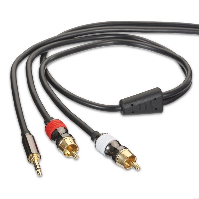FosPower [10ft] 3.5mm Male to 2-Male RCA [Left / Right] Stereo Audio Cable - Step Down Design Adapter Cable for... N18