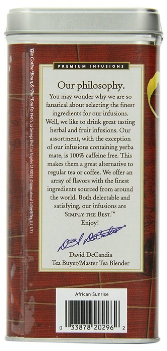 The Coffee Bean & Tea Leaf African Sunrise Honeybush Naturally Caffeine-Free, 20 Count Filter Bag N3