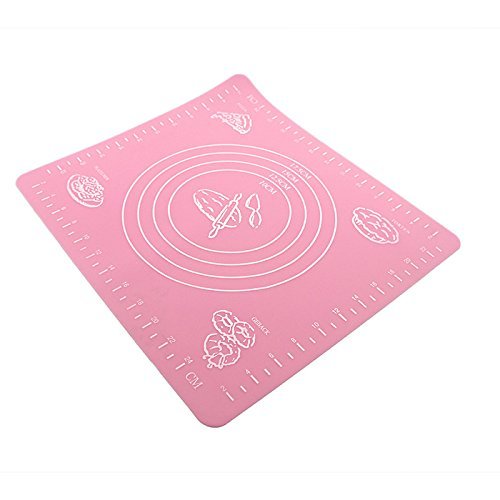 HuntGold Durable 26*29cm Silicone Pastry Mat Baking Bakeware Oven Liner Tray Sheet Mat(pink) N3