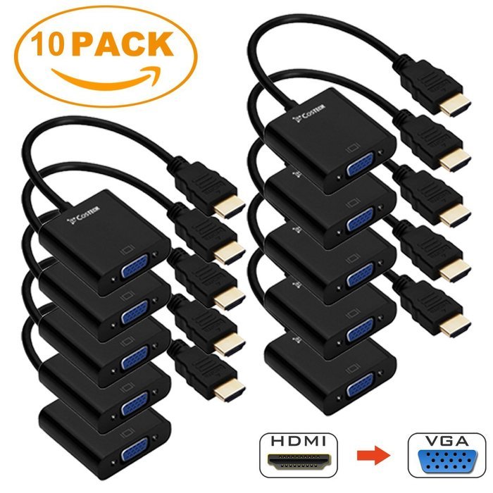 HDMI to VGA Output, Costech HD 1080p Gold-plated Active TV AV HDTV Video Cable Converter Adapter Plug and Play... N10