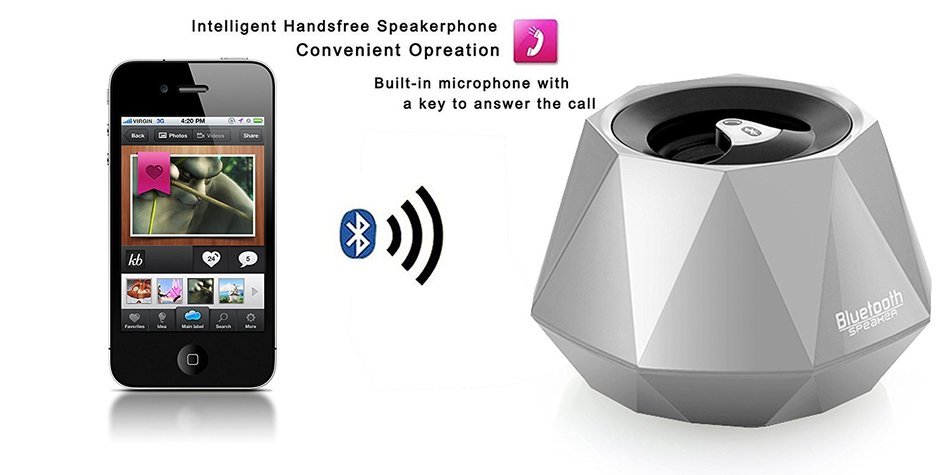 PINGKO Portable Best High-end Stereo Mini Diamond Mini Bluetooth Speaker with Built-in Microphone for Hands-Free... N5