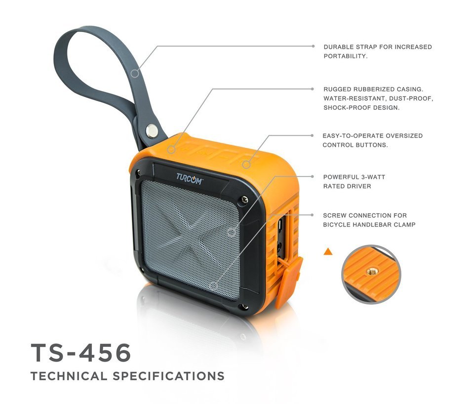 Turcom AcoustoShock Mini Wireless Portable Speaker Mini Bluetooth Mobile Outdoor Indoor, 3 Watt Power IPX6 Certified... N4