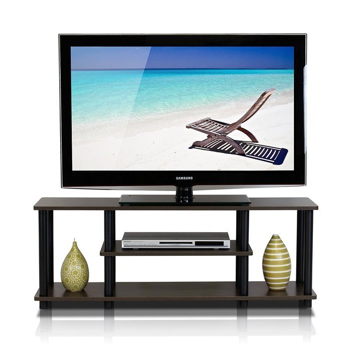 Furinno 12250R1WN/BK Turn-N-Tube No Tools 3D 3-Tier Entertainment TV Stands, Walnut N6