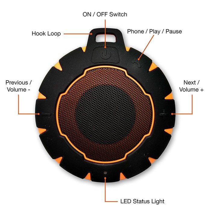 KwikSafety IPX7 Shockproof Dustproof Waterproof Rugged Portable Bluetooth Speaker with Built-in Mic and HandsFree... N2