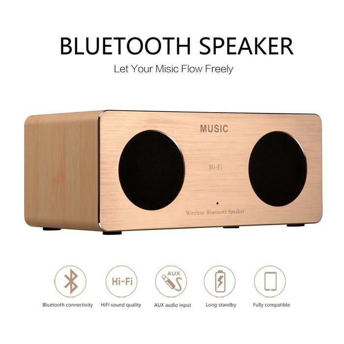 Osaier&reg; Wooden Style Portable Indoor/Outdoor Wireless Stereo Bluetooth Speaker - Enjoy the Ultimate Music Experience N2