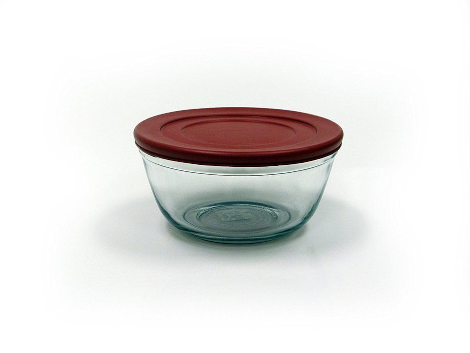 Anchor Hocking 4-Quart Cherry Mixing Bowl with Plastic Lid, Set of 2
