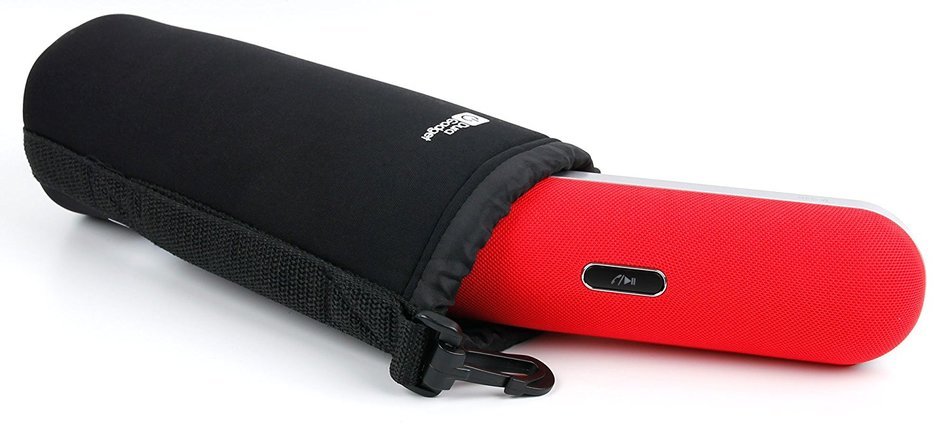 DURAGADGET Jet Black Super-Soft Neoprene Pouch Case in Size Large for iQualTech Wireless Bluetooth & NFC Speaker...