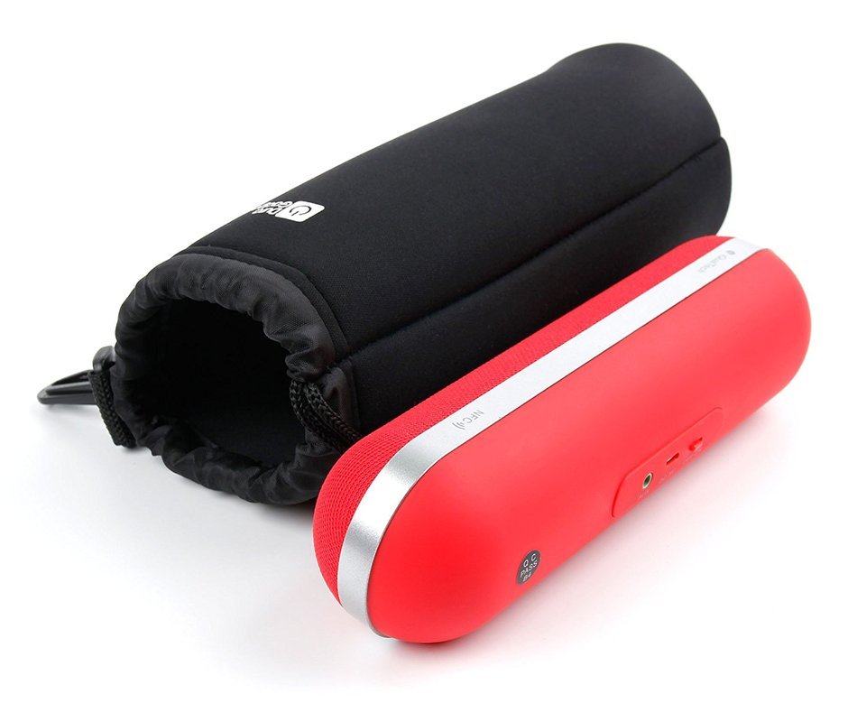 DURAGADGET Jet Black Super-Soft Neoprene Pouch Case in Size Large for iQualTech Wireless Bluetooth & NFC Speaker... N2