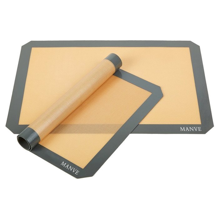 Manve Silicone Baking Mat - 2 Pcs, Non Stick Silicon Liner for Bake Pans & Rolling - Macaron/Pastry/Cookie/Bun... N2