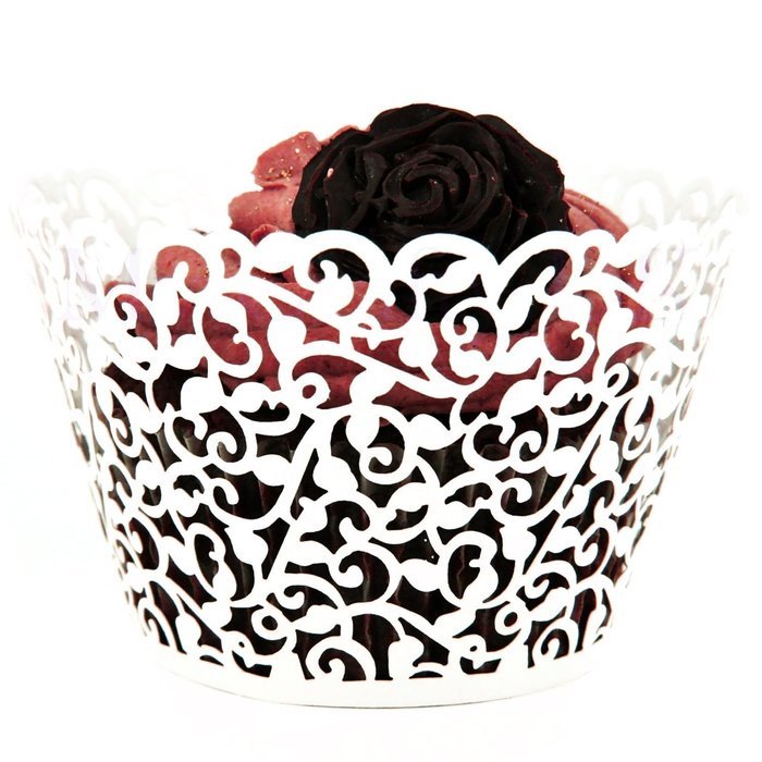 EALLC Artistic Bake Cake Cups 100 Filigree Little Vine Lace Laser Cut Cupcake Wrapper Liner Baking Cup Muffin...