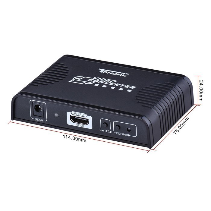 Tendak 3RCA AV CVBS Composite & S-Video R/L Audio to HDMI Converter Adapter Upscaler Support 720P/1080P with 3RCA... N23