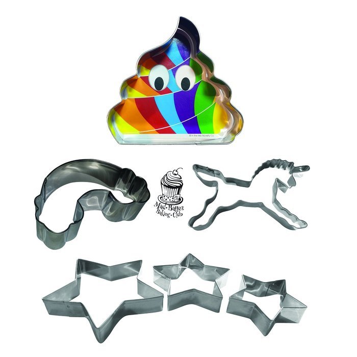Unicorn Party Baketime Fun Set With 6 Unique Cookie Cutters Including Unicorn, Rainbow Poop, Rainbow Cloud & Cascading...