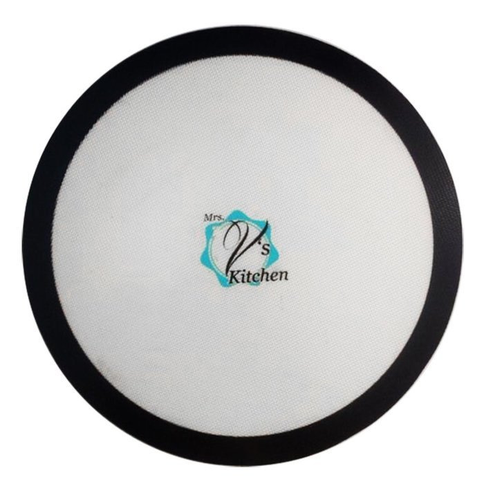 Round 12 Inch Non-Stick Silicone Baking Mat for Pizza Pans Made by Mrs. V's Kitchen