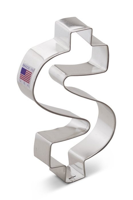 Ann Clark Dollar Sign Cookie Cutter - 5 Inches - Tin Plated Steel