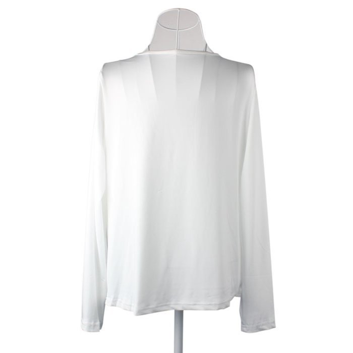 AIMTOPPY Fashion Women Sexy Front Cross V-Neck Long Sleeve Shirts White Tops Blouses (M, White) N3
