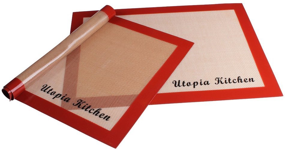 Silicon Mat for Baking and Cooking - 2 Pack - Red - Professional Grade Non-stick - Best for Cookies, Pizzas, Pretzels... N7