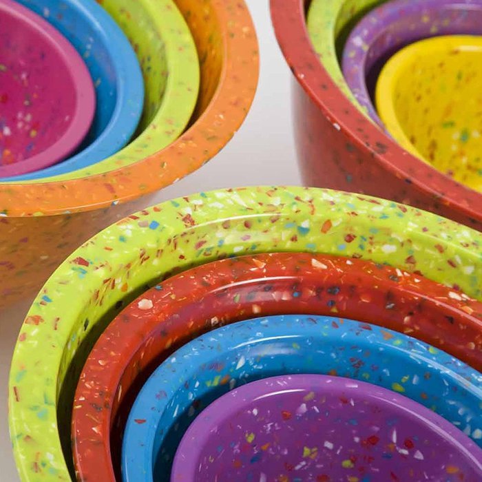 Zak! Designs Confetti Mixing Bowls (4 Piece Set), Durable and BPA-free Melamine, Assorted Orange N4