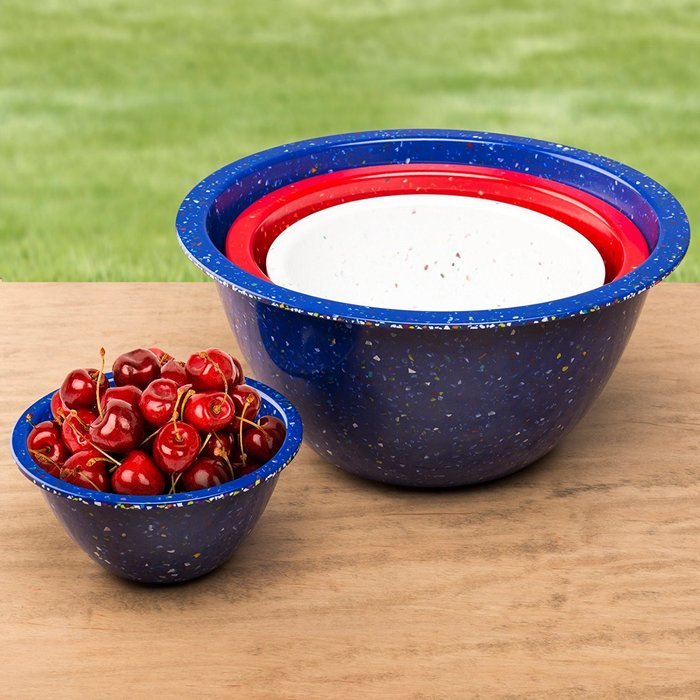 Zak! Designs Confetti Mixing Bowls (4 Piece Set), Durable and BPA-free Melamine, Assorted Orange N9
