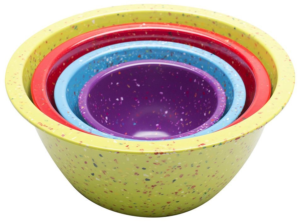 Zak! Designs Confetti Mixing Bowls (4 Piece Set), Durable and BPA-free Melamine, Assorted Orange N12