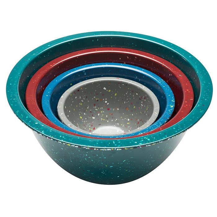 Zak! Designs Confetti Mixing Bowls (4 Piece Set), Durable and BPA-free Melamine, Assorted Orange N15