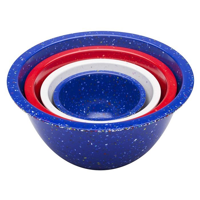 Zak! Designs Confetti Mixing Bowls (4 Piece Set), Durable and BPA-free Melamine, Assorted Orange N16