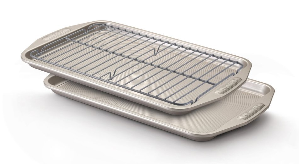 Circulon Nonstick Bakeware 3-Piece Cookie Pan Set, Warm Silver