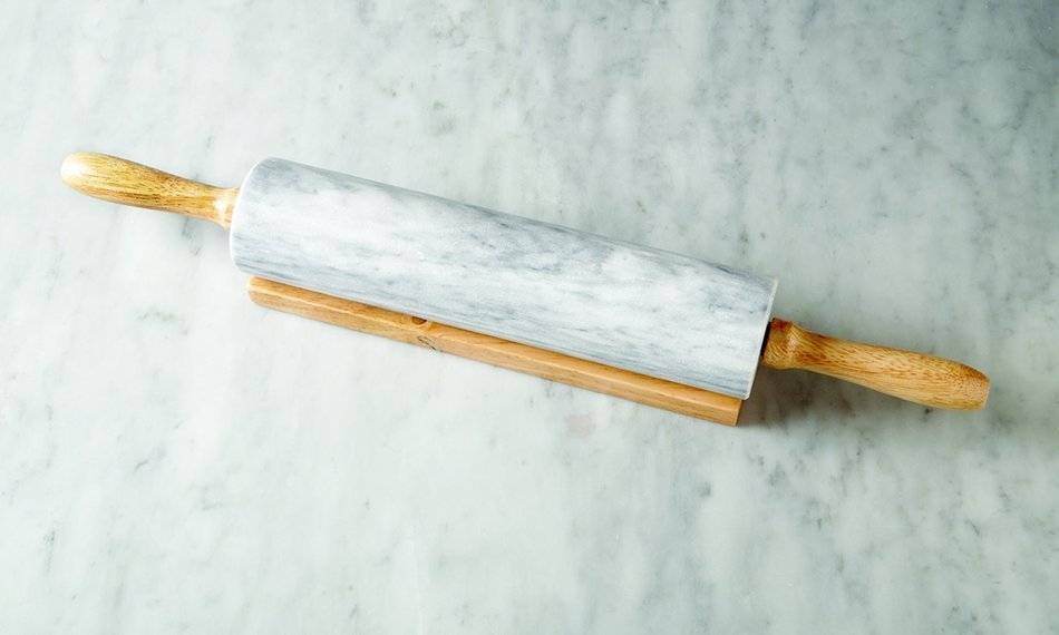 Marble Rolling Pin and Base, White