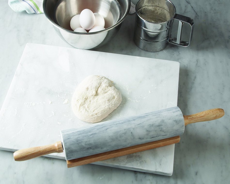 Marble Rolling Pin and Base, White N2