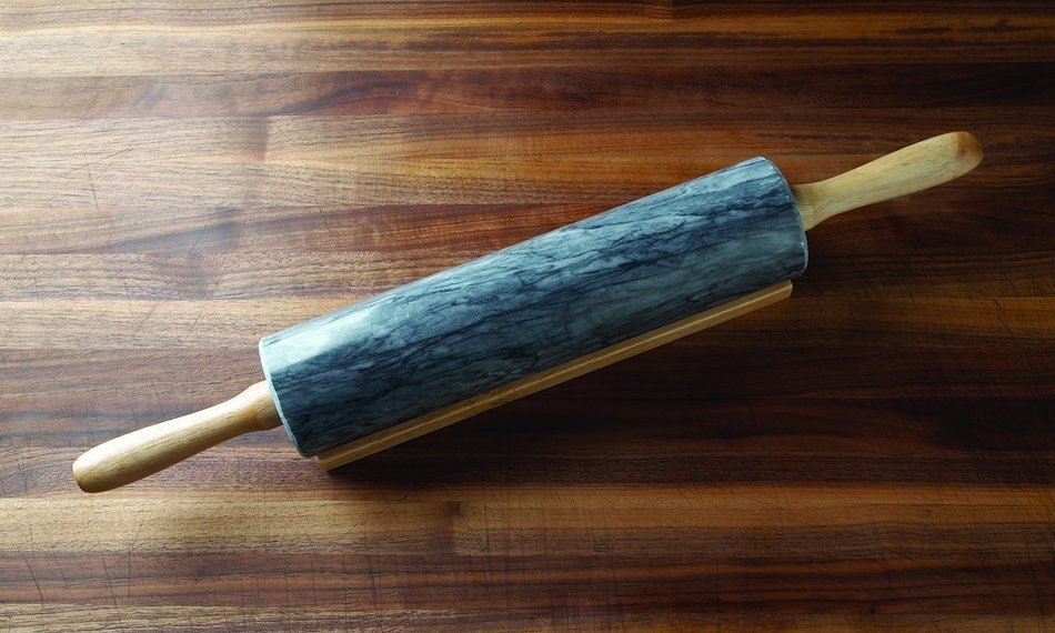 Marble Rolling Pin and Base, White N9