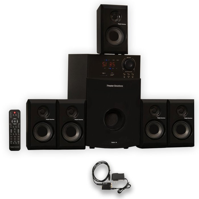 Theater Solutions TS514 Home 5.1 Speaker System with Optical Input USB and FM Tuner