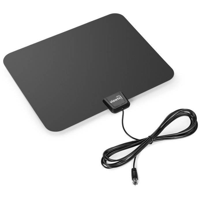 ViewTV Flat HD Digital Indoor Amplified TV Antenna - 50 Miles Range - Detachable Amplifier Signal Booster - 12ft... N10