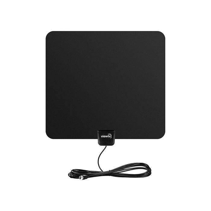 ViewTV Flat HD Digital Indoor Amplified TV Antenna - 50 Miles Range - Detachable Amplifier Signal Booster - 12ft... N19