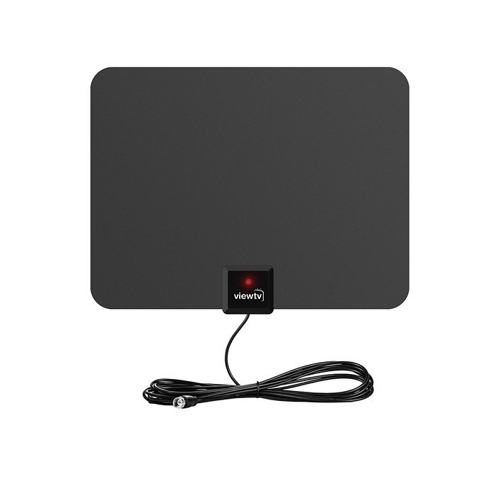 ViewTV Flat HD Digital Indoor Amplified TV Antenna - 50 Miles Range - Detachable Amplifier Signal Booster - 12ft... N25