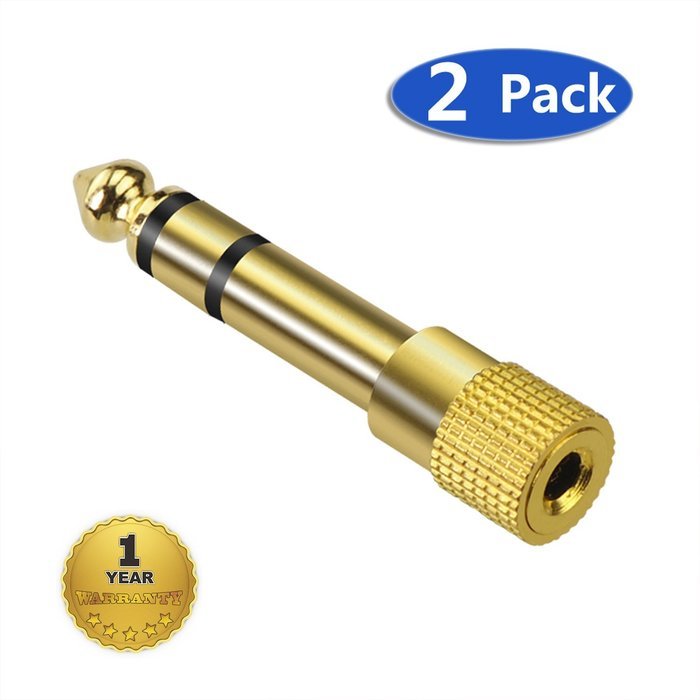 VCE (2-PACK) Gold Plated 6.35mm (1/4 inch) Male to 3.5mm(1/8 inch) Female Stereo Jack Adapter
