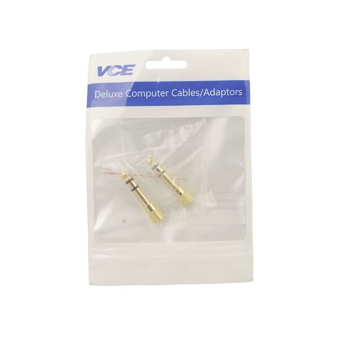 VCE (2-PACK) Gold Plated 6.35mm (1/4 inch) Male to 3.5mm(1/8 inch) Female Stereo Jack Adapter N5