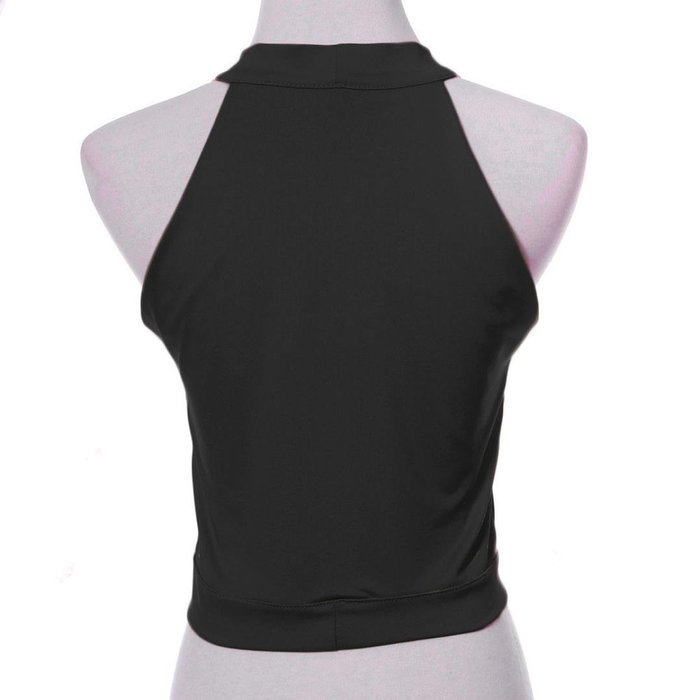 AIMTOPPY Women Ladies Round Neck Sleeveless Tee Shirt Crop Tops Blouse (L, Black) N4