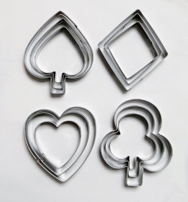 Yunko Poker "Playing Bridge" Stainless Steel Cookie Cutter Fondant Cutter 12pcs / Set , Diamond Heart N2