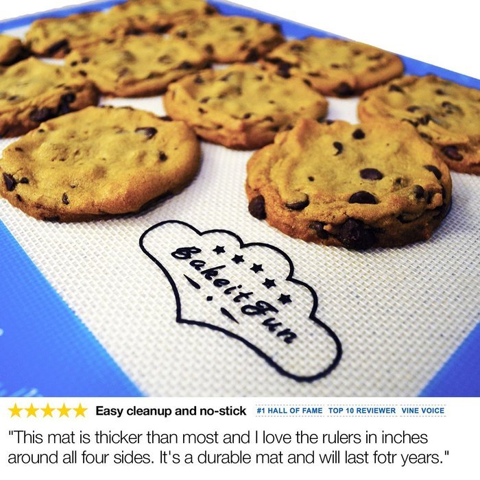 BakeitFun Silicone Pastry Mat With Measurements, Standard Size 23" x 15", Full Sticks To Countertop For Rolling... N12