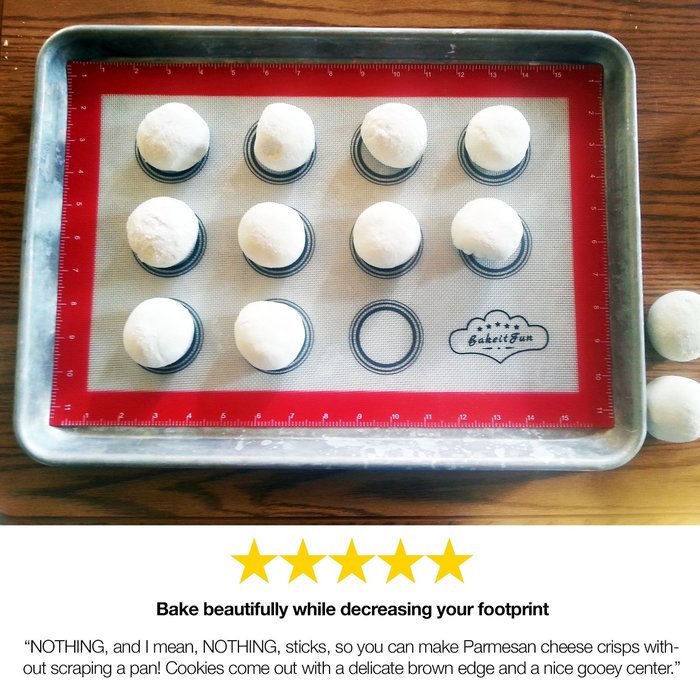 BakeitFun Silicone Pastry Mat With Measurements, Standard Size 23" x 15", Full Sticks To Countertop For Rolling... N13