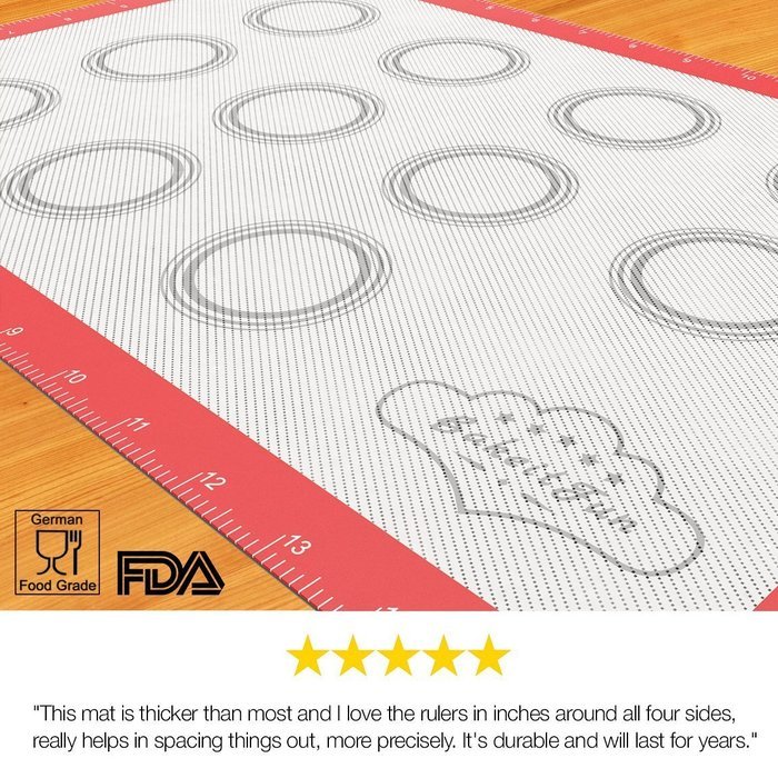 BakeitFun Silicone Pastry Mat With Measurements, Standard Size 23" x 15", Full Sticks To Countertop For Rolling... N16